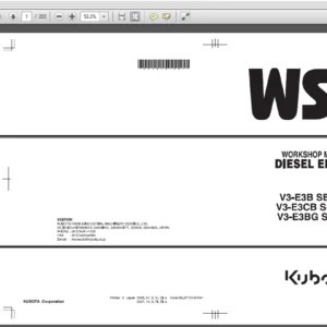 Kubota  V3-E3B Series V3-E3CB Series V3-E3BG Series Diesel Engine Workshop Manual - PDF DOWNLOAD