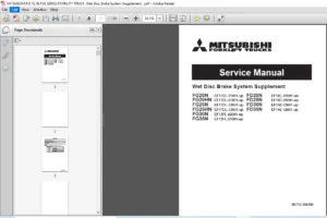 MITSUBISHI FD FG & FGE SERIES FORKLIFT TRUCK - Wet Disc Brake System Supplement - PDF DOWNLOAD