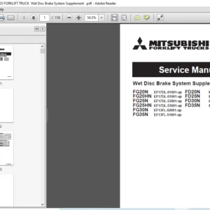MITSUBISHI FD FG & FGE SERIES FORKLIFT TRUCK - Wet Disc Brake System Supplement - PDF DOWNLOAD