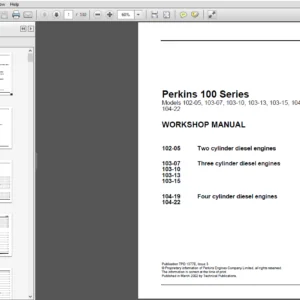 Perkins 100 Series Models 102-05,103-07, 103-10, 103-13, 103-15, 104-19,104-22 Service Repair Manual - PDF Download