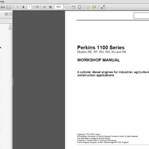 Perkins 1100 Series Models RE, RF, RG, RH, RJ and RK Service Repair Manual - PDF Download