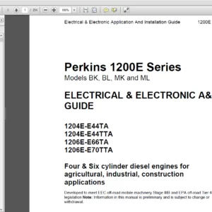 Perkins  1204E-E44TA 1204E-E44TTA 1206E-E66TA 1206E-E70TTA Electriacal & Electronic A&I Guide - PDF DOWNLOAD