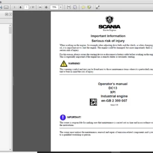 Scania DC13 XPI Service & Operator's Manual - PDF DOWNLOAD
