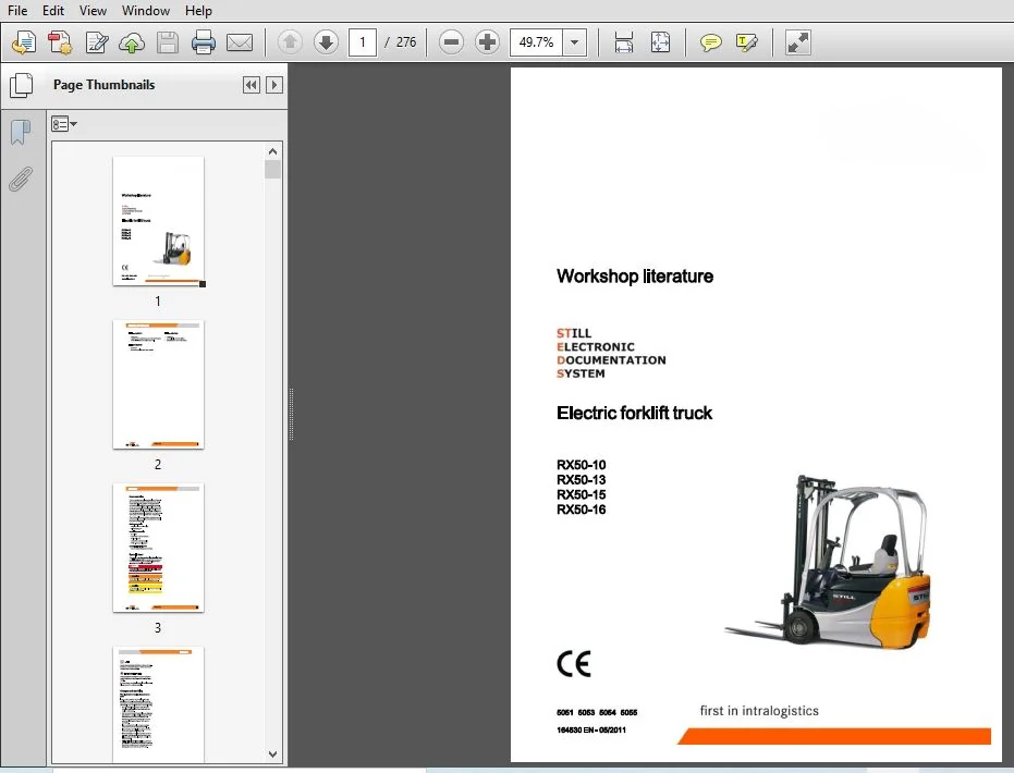Still Electric Forklift Truck RX50-10, RX50-13, RX50-15, RX50-16: 5051, 5053, 5054, 5055 Workshop Service Manual - Image 2