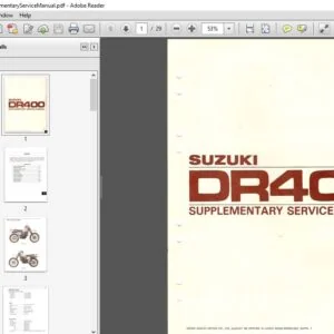 Suzuki DR400 Motorcycle Factory Supplementary Service Manual - PDF DOWNLOAD