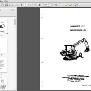 Takeuchi  Tb1400  Excavator Parts Catalog Manual - PDF Download