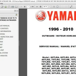 1996 - 2010 Yamaha 50 60 70 75 80 90HP 2 Stroke Outboard Repair Manual - PDF DOWNLOAD