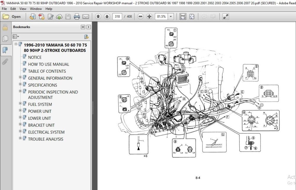 1996 - 2010 Yamaha 50 60 70 75 80 90HP 2 Stroke Outboard Repair Manual - PDF DOWNLOAD