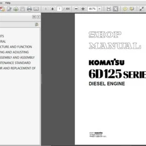 KOMATSU 6D125 SERIES DIESEL ENGINE SERVICE REPAIR MANUAL (SEBE61500110) KOMATSU 6D125 - PDF DOWNLOAD