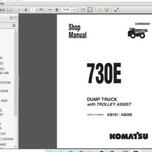 KOMATSU 730E Shop Manual DUMP TRUCK with TROLLEY ASSIST SL NO A30197 - A30200 -PDF DOWNLOAD