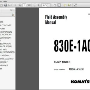 KOMATSU 830E-1AC DUMP TRUCK FIELD ASSEMBLY MANUAL (SN:A30240- A30261) - PDF DOWNLOAD
