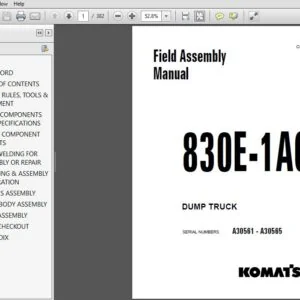 KOMATSU 830E-1AC DUMP TRUCK FIELD ASSEMBLY MANUAL (SN:A30561 A30565) KOMATSU 830E 1AC - PDF DOWNLOAD