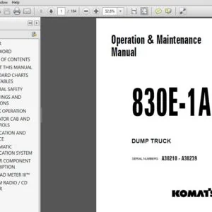 KOMATSU 830E-1AC DUMP TRUCK OPERATION & MAINTENANCE MANUAL (SN:A30210 - A30239) KOMATSU 830E-1AC
