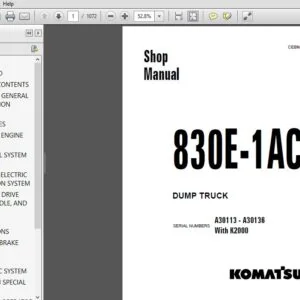 KOMATSU 830E-1AC DUMP TRUCK SERVICE REPAIR MANUAL (SN:A30113 - A30136 With K2000) KOMATSU 830E 1AC - PDF DOWNLOAD