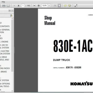 KOMATSU 830E-1AC DUMP TRUCK SERVICE REPAIR MANUAL (SN:A30174 - A30209) KOMATSU 830E 1AC - PDF DOWNLOAD