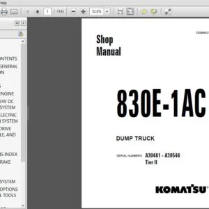 KOMATSU 830E-1AC DUMP TRUCK SERVICE REPAIR MANUAL (SN:A30461 - A30546 Tier II) KOMATSU 830E 1AC - PDF DOWNLOAD