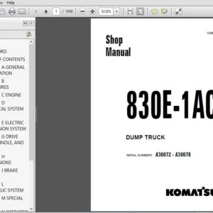 KOMATSU 830E-1AC DUMP TRUCK Shop Repair Manual SERIAL NUMBERS A30072 - A30078 - PDF DOWNLOAD