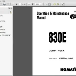 KOMATSU 830E DUMP TRUCK OPERATION & MAINTENANCE MANUAL (SERIAL SUFFIX A30625 Thru A30649) - PDF DOWNLOAD