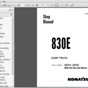 KOMATSU 830E DUMP TRUCK SERVICE REPAIR MANUAL (SN:A30710 - A30732 With Full Time Axle Blower) - PDF DOWNLOAD