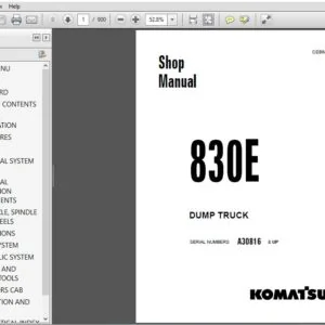 KOMATSU 830E DUMP TRUCK Shop Repair Manual SERIAL NUMBERS A30816 & UP - PDF DOWNLOAD