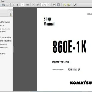 KOMATSU 860E-1K DUMP TRUCK SERVICE REPAIR MANUAL (SN:A30031 & UP)  KOMATSU 860E 1K - PDF DOWNLOAD