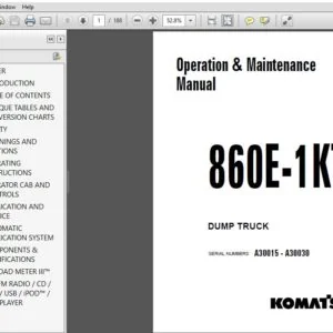 KOMATSU 860E-1KT DUMP TRUCK Operation & Maintenance Manual (SN:A30015 - A30030)  KOMATSU 860E-1KT - PDF DOWNLOAD