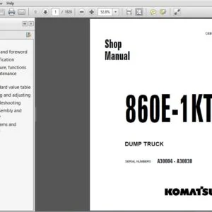 KOMATSU 860E-1KT DUMP TRUCK SERVICE REPAIR MANUAL (SN:A30004-A30030) - PDF DOWNLOAD
