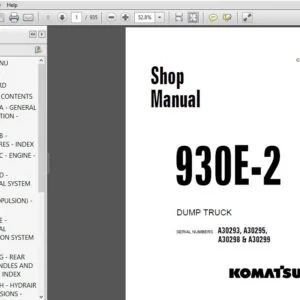 KOMATSU 930E-2 DUMP TRUCK SERVICE REPAIR MANUAL (SN A30293, A30295, A30298 & A30299) KOMATSU 930E 2  - PDF DOWNLOAD