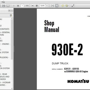 KOMATSU 930E-2 DUMP TRUCK SERVICE REPAIR MANUAL (SN:A30121 - A30155 w/CUMMINS QSK-60 Engine) KOMATSU 930E-2 - PDF DOWNLOAD