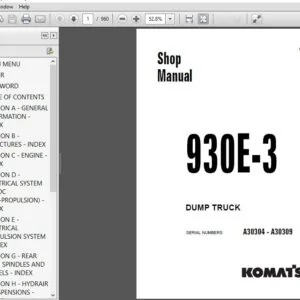 KOMATSU 930E-3 DUMP TRUCK Shop Manual SERIAL NUMBERS A30304 - A30309 -PDF Download