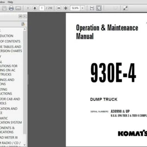 KOMATSU 930E-4 DUMP TRUCK OPERATION & MAINTENANCE MANUAL (SN:A30990 & UP U.S.A. EPA TIER 2 & TIER 4 COMPLIANT) - PDF DOWNLOAD