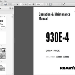 KOMATSU 930E-4 DUMP TRUCK Operation & Maintenance Manual (SN:A30601 - A30692) KOMATSU 930E-4 - PDF DOWNLOAD