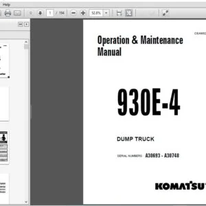KOMATSU 930E-4 DUMP TRUCK Operation & Maintenance Manual (SN:A30693 - A30748) KOMATSU 930E 4 - PDF DOWNLOAD