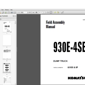 KOMATSU 930E-4SE DUMP TRUCK FIELD ASSEMBLY MANUAL (SN: A31035 & UP) - PDF DOWNLOAD