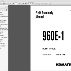 KOMATSU 960E-1 Rigid Dump Truck Field Assembly Service Repair Manual - PDF DOWNLOAD