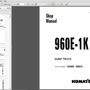KOMATSU 960E-1K DUMP TRUCK SHOP REPAIR MANUAL SN A50003 - A50010 - PDF DOWNLOAD