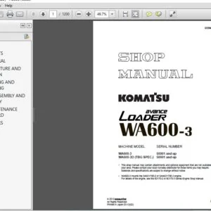 KOMATSU AVANCE LOADER WA600-3 SERVICE REPAIR MANUAL (SN:50001 & UP) - PDF DOWNLOAD