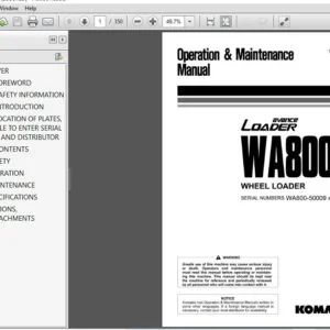 KOMATSU AVANCE LOADER WA800-3 WHEEL LOADER OPERATION & MAINTENANCE MANUAL (SN:50009 & UP) - PDF DOWNLOAD
