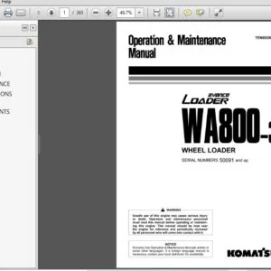 KOMATSU AVANCE LOADER WA800-3 WHEEL LOADER OPERATION & MAINTENANCE MANUAL (SN:50091 & UP) - PDF DOWNLOAD