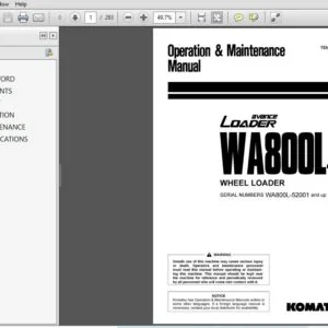 KOMATSU AVANCE LOADER WA800L-3 WHEEL LOADER OPERATION & MAINTENANCE MANUAL (SN:52001 & UP) - PDF DOWNLOAD