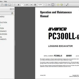 KOMATSU AVANCE PC300LL-6 LOGGING EXCAVATOR Operation and Maintanence Manual (SN:A84001 and UP) - PDF DOWNLOAD