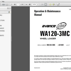 KOMATSU AVANCE PLUS WA120-3MC WHEEL LOADER OPERATION & MAINTENANCE MANUAL (SN:A31001 and UP) - PDF DOWNLOAD