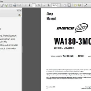 KOMATSU AVANCE PLUS WA180-3MC WHEEL LOADER SERVICE REPAIR MANUAL (SN:A81001 & UP) KOMATSU AVANCE PLUS WA180-3MC - PDF DOWNLOAD