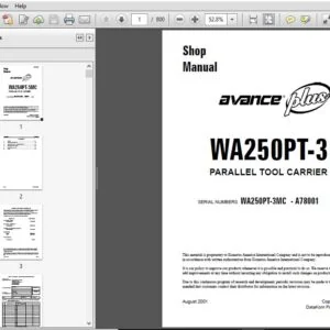 KOMATSU AVANCE PLUS WA250PT-3MC PARALLEL TOOL CARRIER SERVICE REPAIR MANUAL (SN:A78001 AND UP) - PDF DOWNLOAD