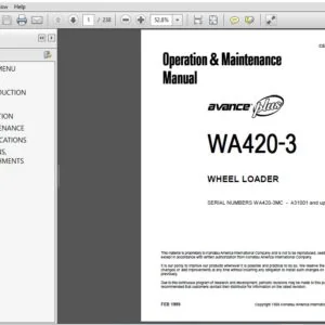 KOMATSU AVANCE PLUS WA420-3 WHEEL LOADER OPERATION & MAINTENANCE MANUAL (SN:A31001 & UP) - PDF DOWNLOAD