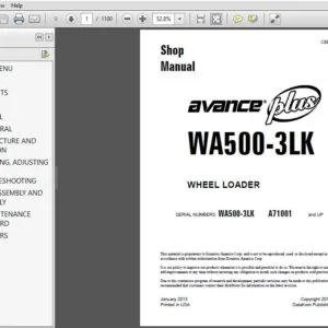 KOMATSU AVANCE PLUS WA500-3LK WHEEL LADER SERVICE REPAIR MANUAL (SN:A71001 & UP) - PDF DOWNLOAD