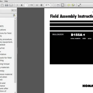 KOMATSU D155A-6 BULLDOZER Field Assembly Instruction (SN:85001 and up) KOMATSU D155A-6 - PDF DOWNLOAD