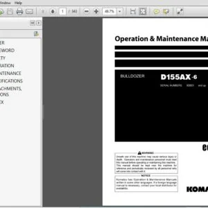 KOMATSU D155AX-6 BULLDOZER OPERATION & MAINTENANCE MANUAL (SN:80001 & UP) KOMATSU D155AX-6 - PDF DOWNLOAD