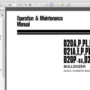 KOMATSU D20A,P,PL,PLL-6 D21A,E,P,PL-6 D20P-6A,D21P-6A,6B BULLDOZER OPERATION & MAINTENANCE MANUAL (SN:60001 & UP) - PDF DOWNLOAD