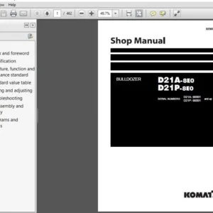 KOMATSU D21A-8E0 D21P-8E0 BULLDOZER SERVICE REPAIR MANUAL (SN:90001 & UP) KOMATSU D21A-8E0 D21P-8E0 - PDF DOWNLOAD